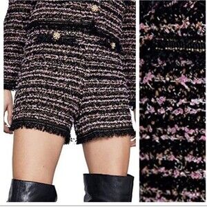 Zara Metallic pink black Thread Knit tweet Shorts. Size S